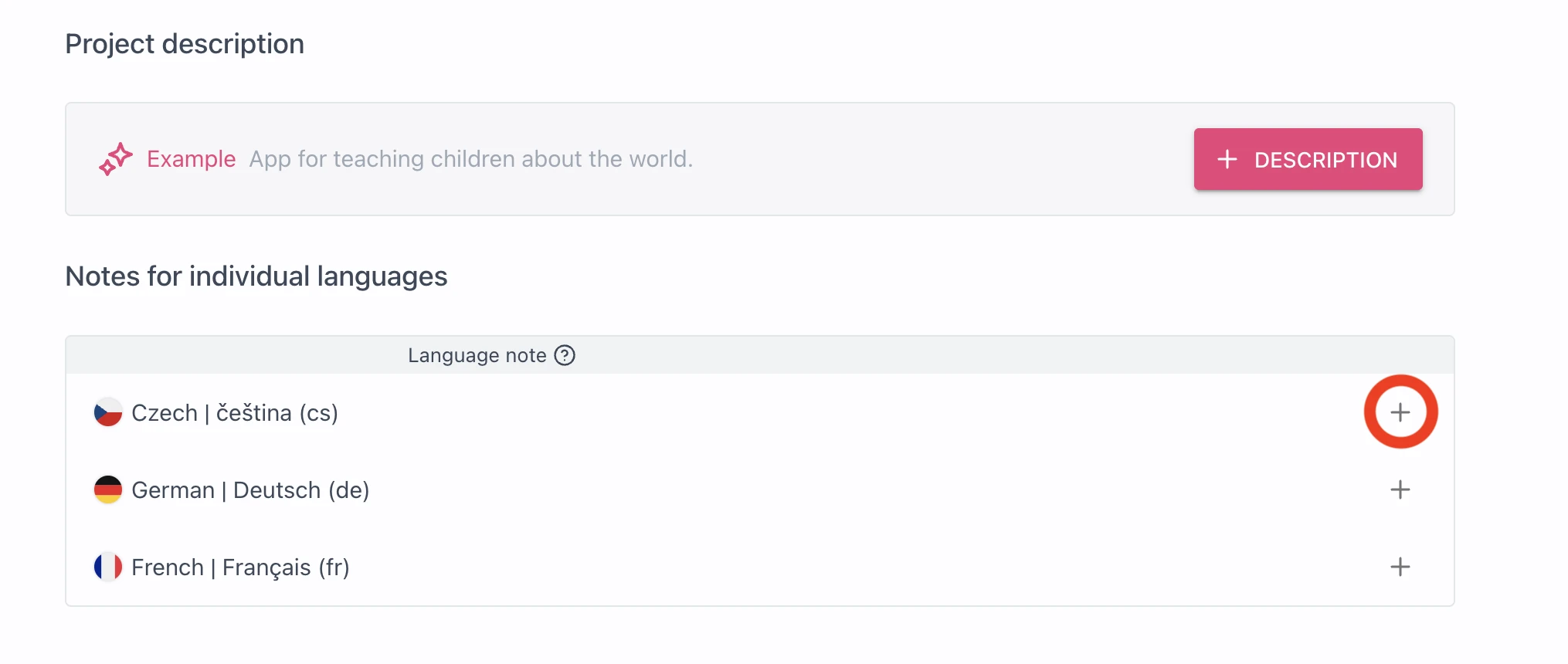Providing language notes